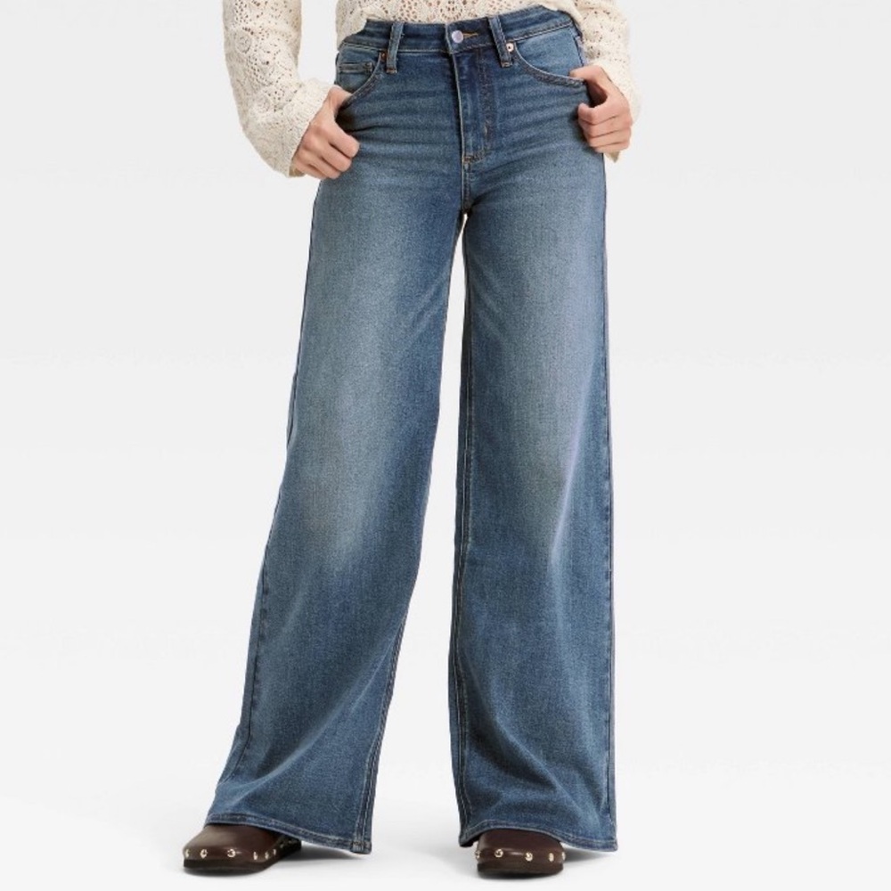 Wide Leg High-Rise Blue Jeans Size 10